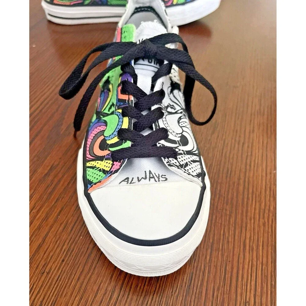 Converse One Star Graffiti Sneakers Black White Multicolor Women’s Size 7 MINT